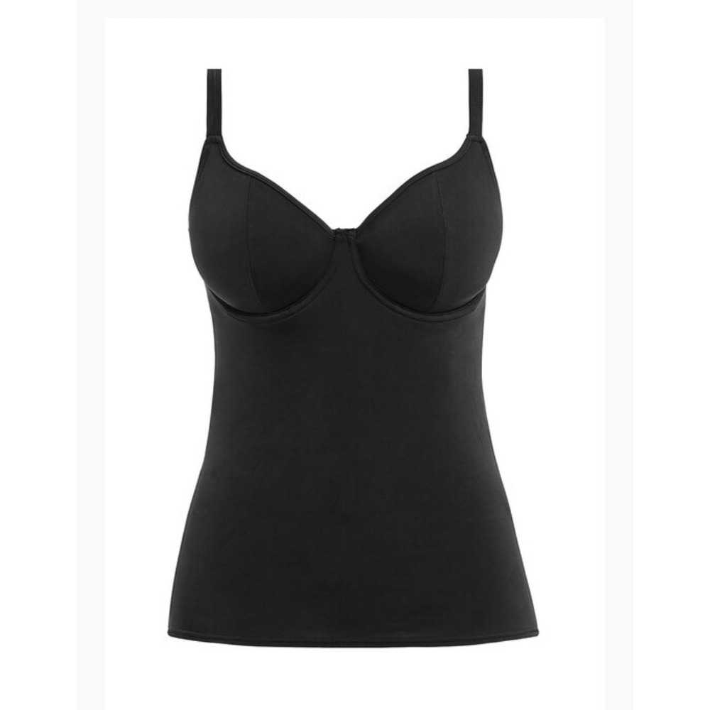 Freya BLACK SOLID Jewel Cove Non Padded Plunge Tankini Top, US 36DD, UK 36DD